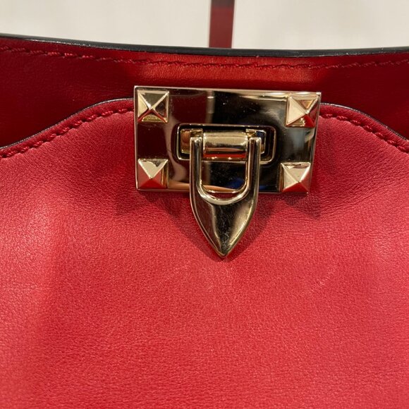 Valentino Red Leather Rockstud Trapeze Large Tote Bag (JB1090) - Picture 2 of 10